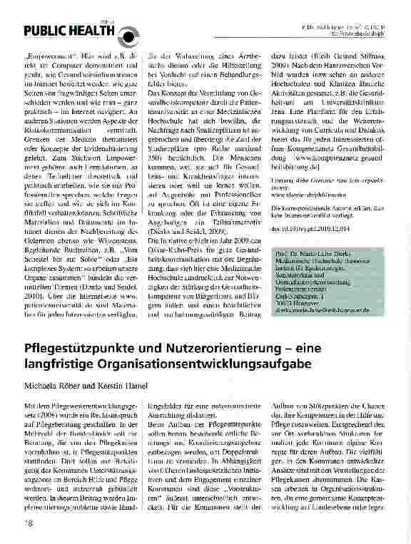 Vorschauseite 1: Pflegestützpunkte und Nutzerorientierung - eine langfristige Organisationsentwicklungsaufgabe
