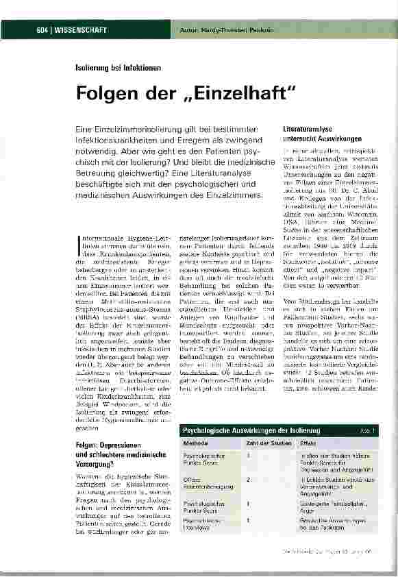 Vorschauseite 1: Folgen der „Einzelhaft