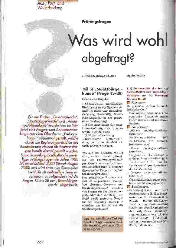 Vorschauseite 1: Was wird wohl abgefragt? 5. Teil: Staatsbürgerkunde