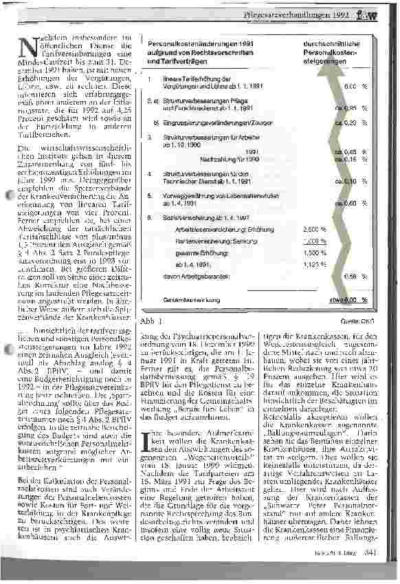 Vorschauseite 2: Pflegesatzverhandlungen 1992 Empfehlungen der GKV-Spitzenverbände und der DKG
