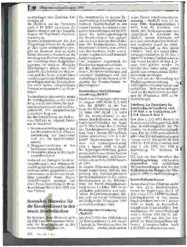 Vorschauseite 3: Pflegesatzverhandlungen 1992 Empfehlungen der GKV-Spitzenverbände und der DKG