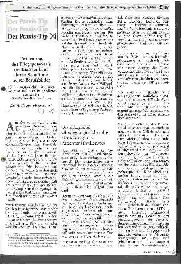 Vorschauseite 1: Entlastung des Pflegepersonals im Krankenhaus durch Schaffung neuer Berufsbilder