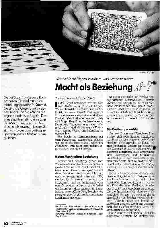 Vorschauseite 1: Macht als Beziehung Welche Macht Pflegende haben - und wie sie sie ausnützen