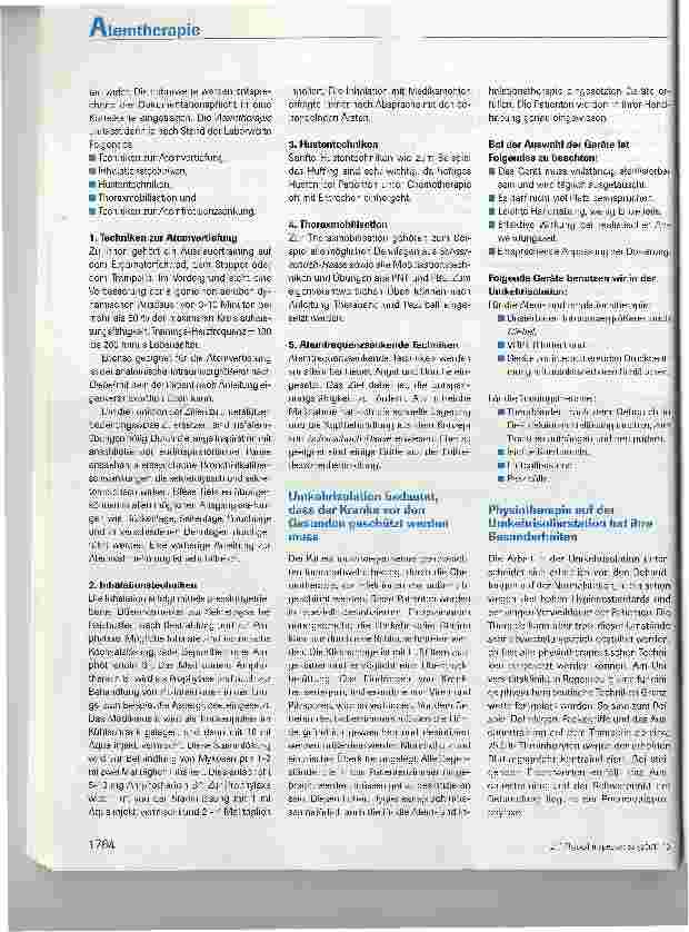 Vorschauseite 3: Die atemtherapeutische Behandlung von Patienten auf der hämatologisch-onkologischen Station in der Umkehrisolation