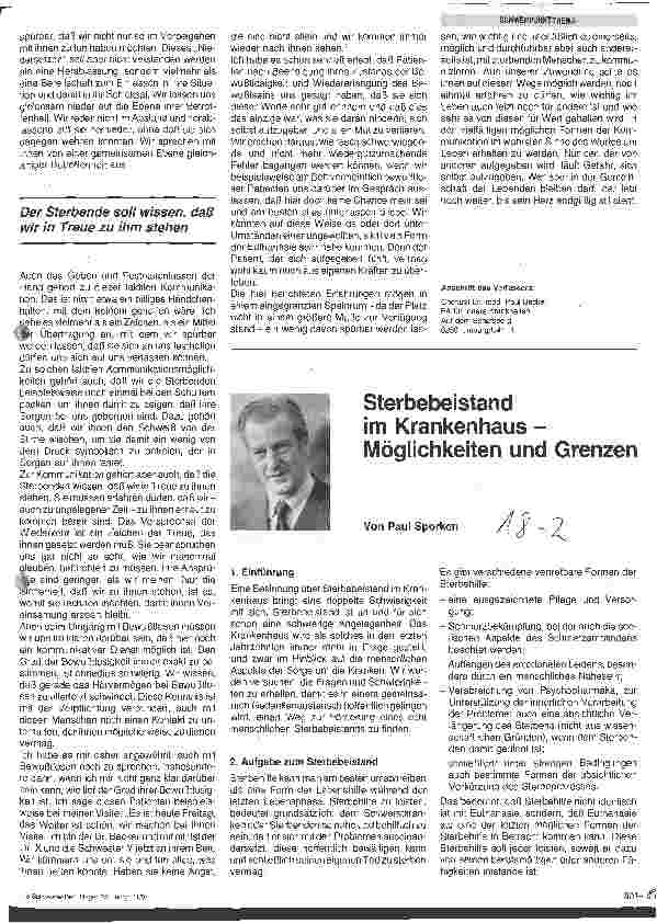 Vorschauseite 1: Sterbebeistand im Krankenhaus - Möglichkeiten und Grenzen