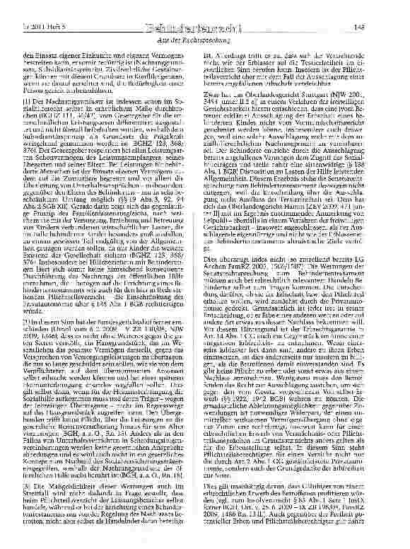 Vorschauseite 3: BGB §§ 2346 Abs. 2, 138 Abs. 1 Verzicht eines behinderten Leistungsbeziehers auf seinen Pflichtteil als Erbe bei Bezug von Sozialleistungen (hier: Eingliederungshilfe) - keine Si…