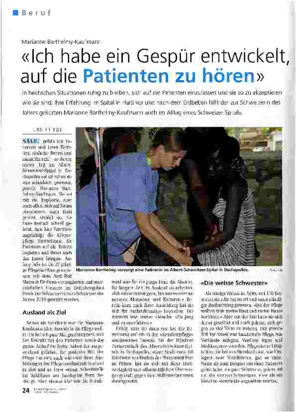 Vorschauseite 1: «Ich habe ein Gespür entwickelt, auf die Patienten zu hören»