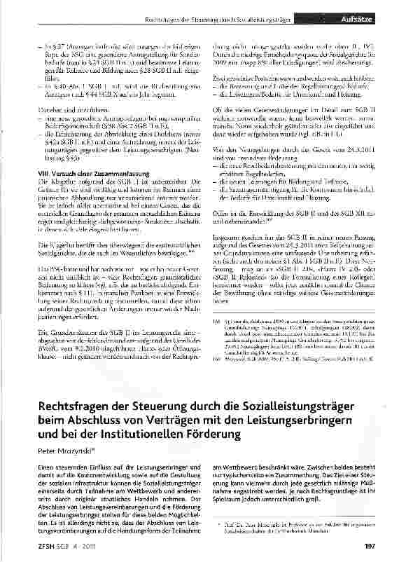Vorschauseite 1: Rechtsfragen der Steuerung durch die Sozialleistungsträger beim Abschluss von Verträgen mit den Leistungserbringern und bei der Institutionellen Förderung