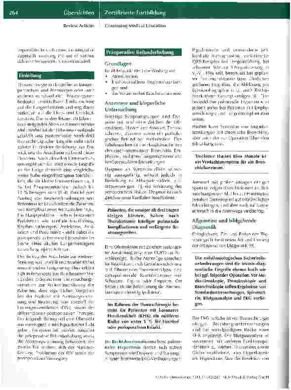 Vorschauseite 2: Anästhesie in der Thorax-Chirurgie -Teil I:Präoperative Befunderhebung, Vorbereitungund Atemwegs-Sicherung