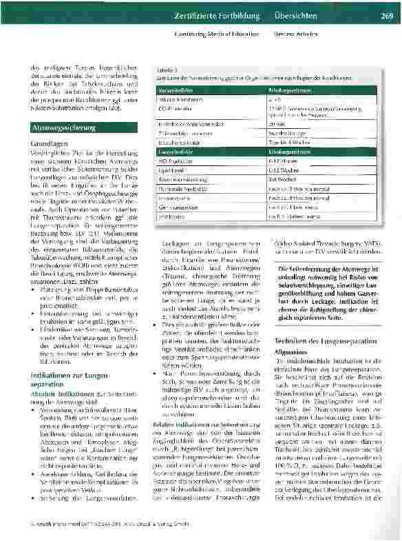 Vorschauseite 6: Anästhesie in der Thorax-Chirurgie -Teil I:Präoperative Befunderhebung, Vorbereitungund Atemwegs-Sicherung