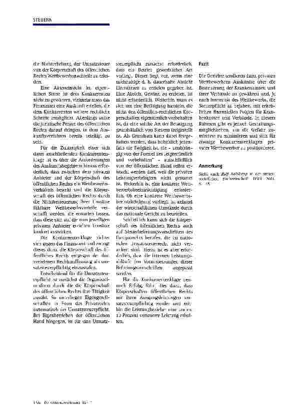 Vorschauseite 2: Umsatzsteuerliche Konkurrentenklagen gegen Körperschaften des öffentlichen Rechts