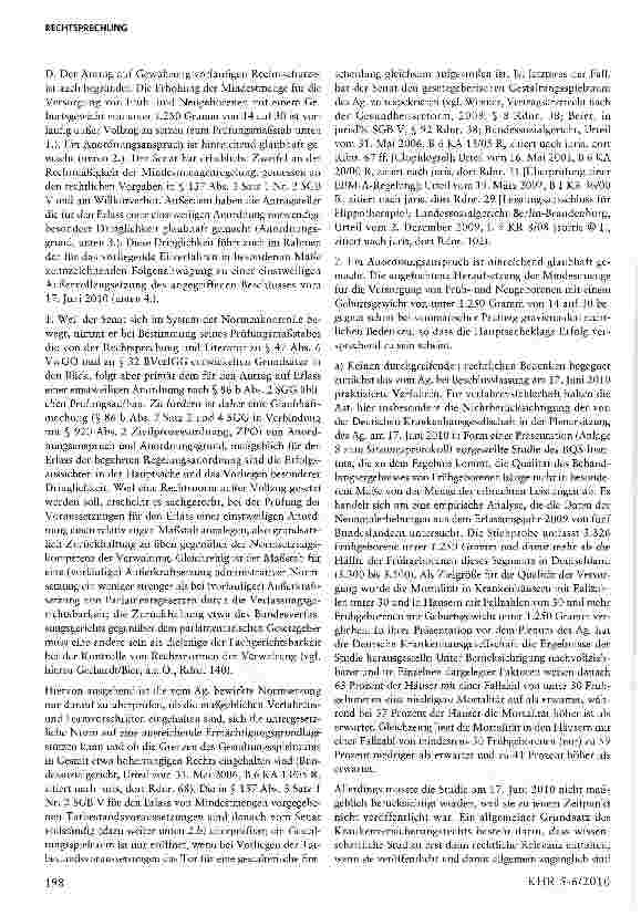 Vorschauseite 5: Rechtswidrigkeit der Heraufsetzung der Mindestmengenregelung für Perinatalzentren