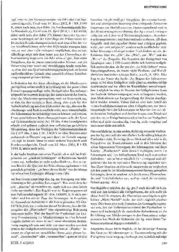 Vorschauseite 6: Rechtswidrigkeit der Heraufsetzung der Mindestmengenregelung für Perinatalzentren