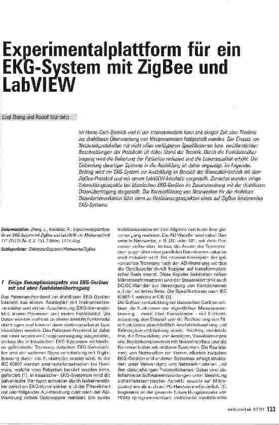 Vorschauseite 1: Experimentalplattform für ein EKG-System mit ZigBee und LabVIEW