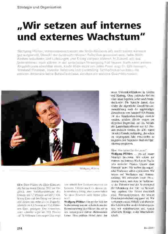 Vorschauseite 1: Wir setzen auf internes und externes Wachstum