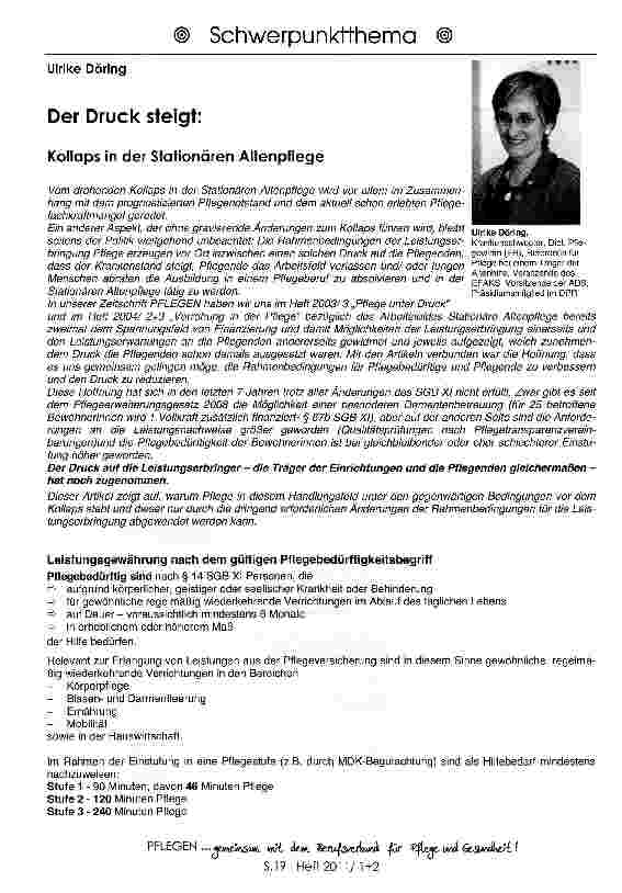 Vorschauseite 1: Der Druck steigt: Kollaps in der Stationären Altenpflege