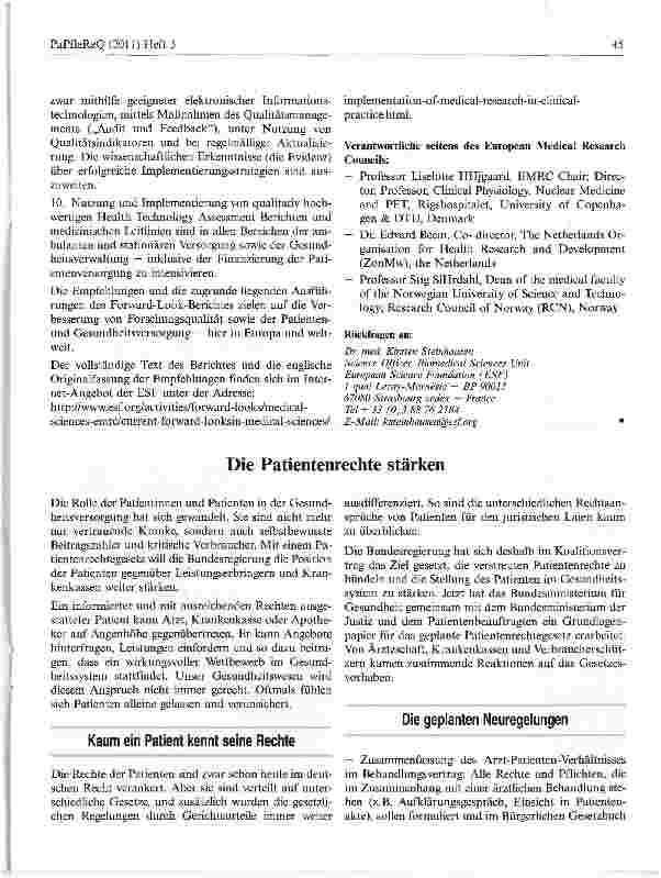 Vorschauseite 1: Die Patientenrechte stärken