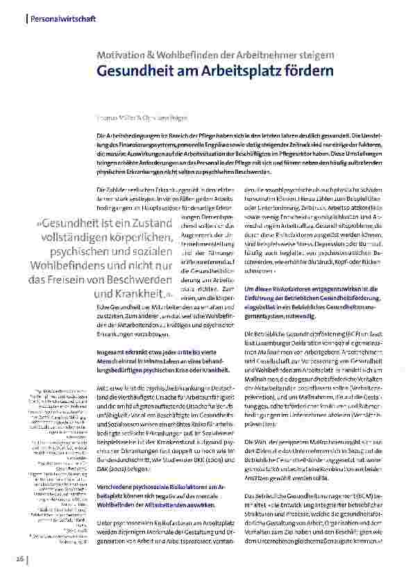 Vorschauseite 1: Gesundheit am Arbeitsplatz fördern