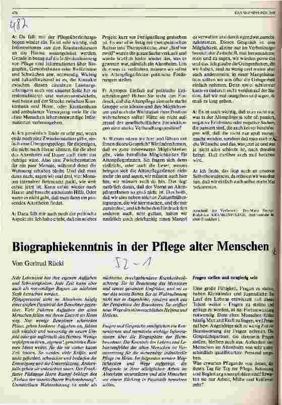 Vorschauseite 1: Biographiekenntnis in der Pflege alter Menschen