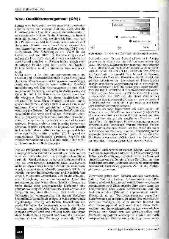 Vorschauseite 2: Qualitätsmanagement in der Anästhesie: Nutzen und Aufwand einer Selbstbewertung nach KTQ