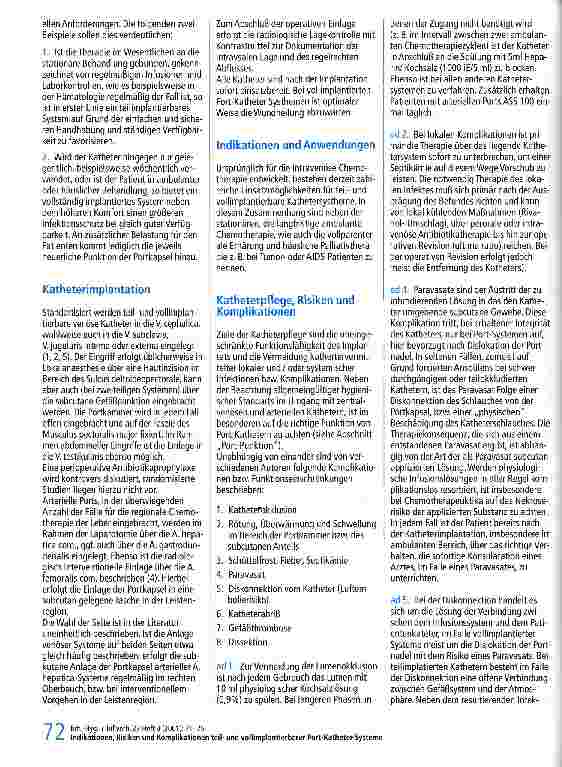 Vorschauseite 2: Indikationen, Risiken und Komplikationen teilund vollimplantierbarer Port-Katheter-Systeme