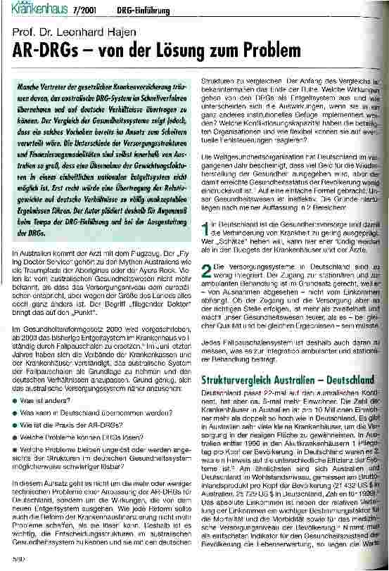 Vorschauseite 1: AR-DRGs - von der Lösung zum Problem