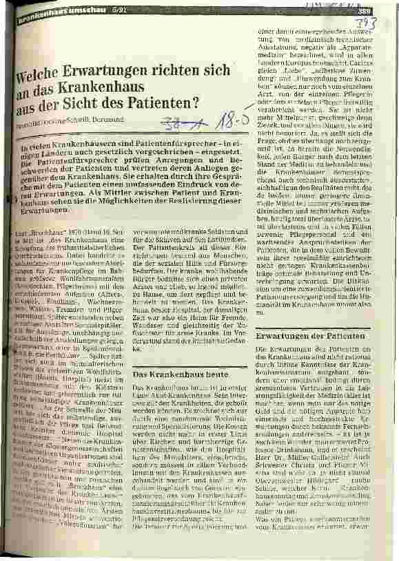 Vorschauseite 1: Welche Erwartungen richten sich an das Krankenhaus aus der Sicht des Patienten?