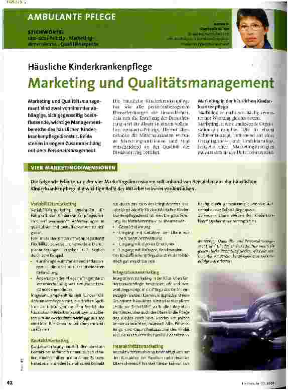 Vorschauseite 1: Häusliche Krankenpflege: Marketing und Qualitätsmanagement