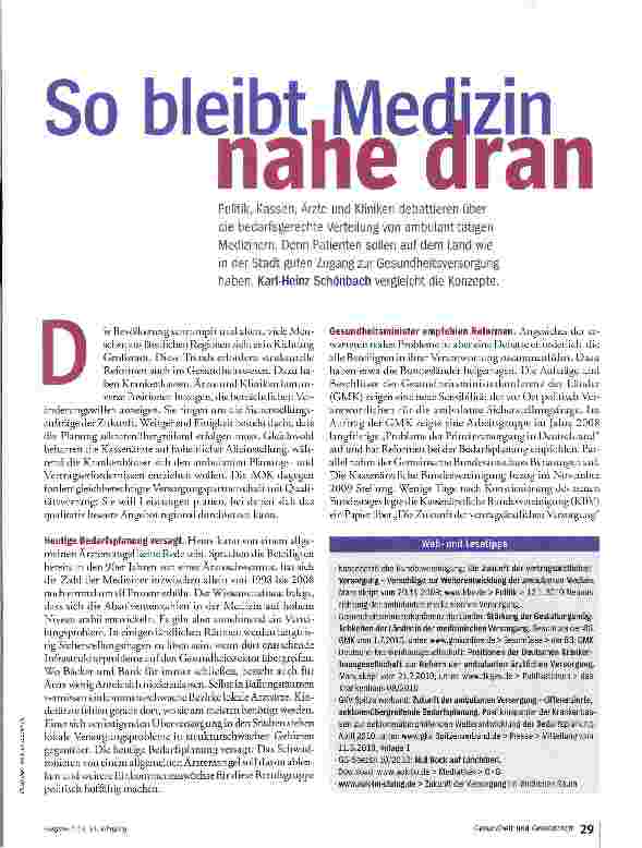 Vorschauseite 1: So bleibt Medizin nahe dran