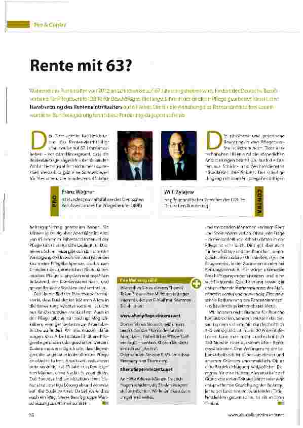 Vorschauseite 1: Rente mit 63?