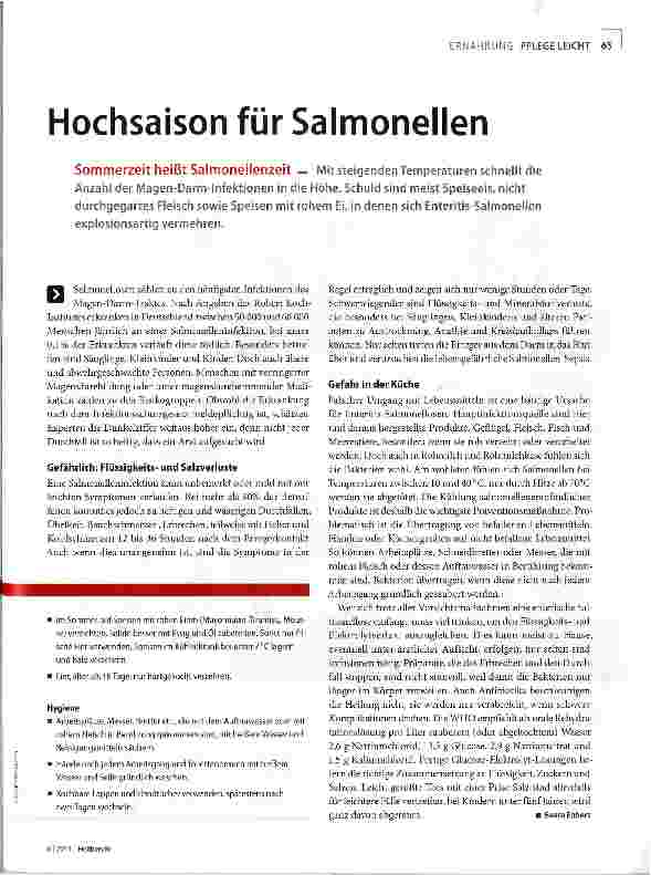Vorschauseite 2: Hochsaison für Salmonellen