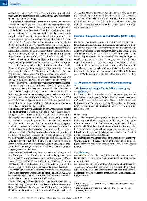 Vorschauseite 2: Europäische Empfehlungen zur Palliativversorgung und Hospizarbeit und ihre Umsetzung in Deutschland