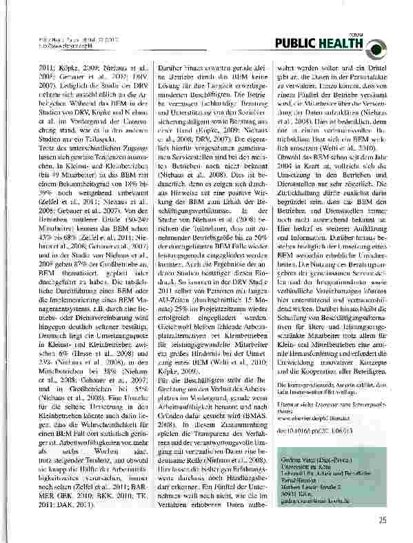 Vorschauseite 2: Umsetzung des Betrieblichen Eingliederungsmanagements: Praxisprobleme und Empfehlungen