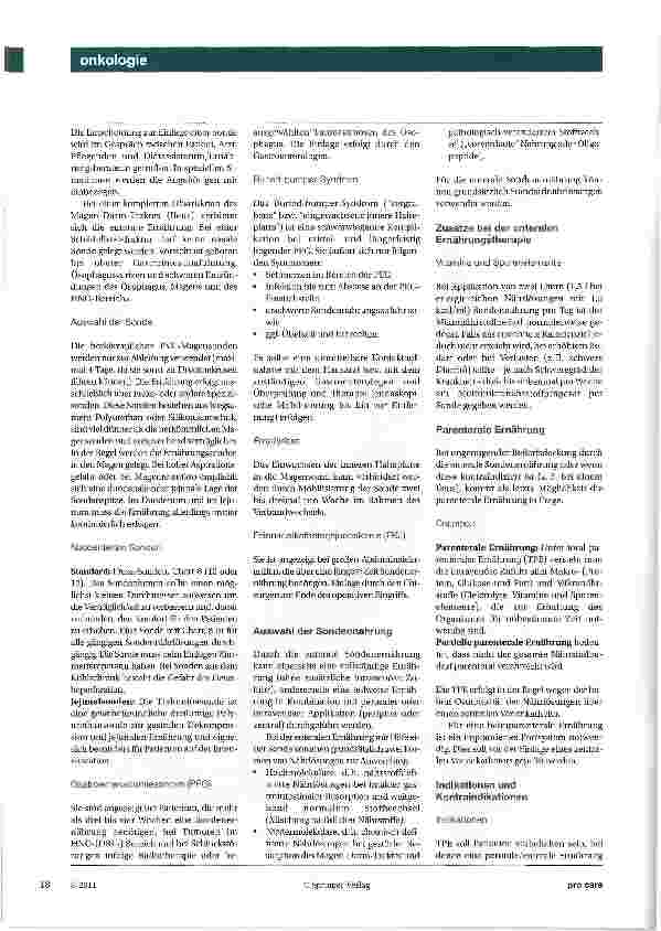 Vorschauseite 4: Beitrag zur Verbesserung der Prognose Spezielle Situationen in der Ernährung krebskranker Patienten