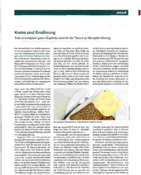 Vorschauseite 1: Krebs und Ernährung