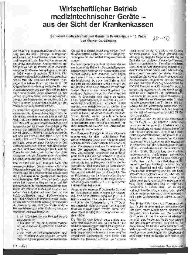 Vorschauseite 1: Wirtschaftlicher Betrieb medizintechnischer Geräte - aus Sicht der Krankenkassen