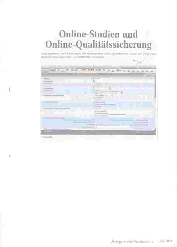 Vorschauseite 1: Online-Studien und Online-Qualitätssicherung Erste Ergebnisse und Erfahrungen mit medizinischen Online-Datenbanken