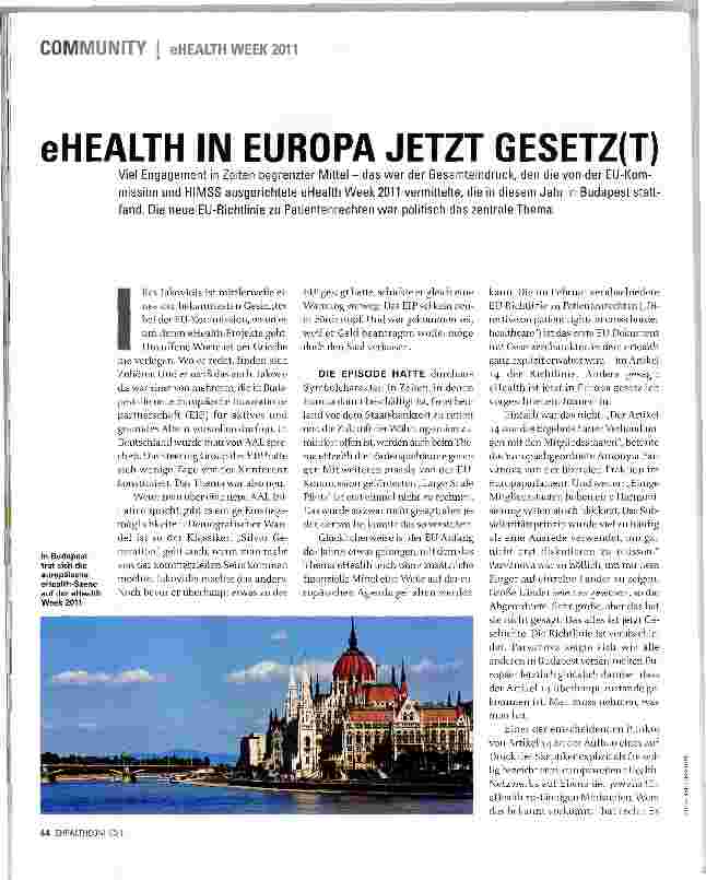 Vorschauseite 1: eHEALTH IN EUROPA JETZT GESETZ(T)