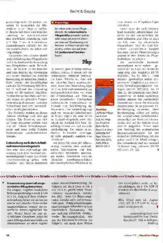 Vorschauseite 2: Arbeitsrecht: Arbeitnehmerfreizügigkeit ab Mai 2011Neue Chancen für die Pflege