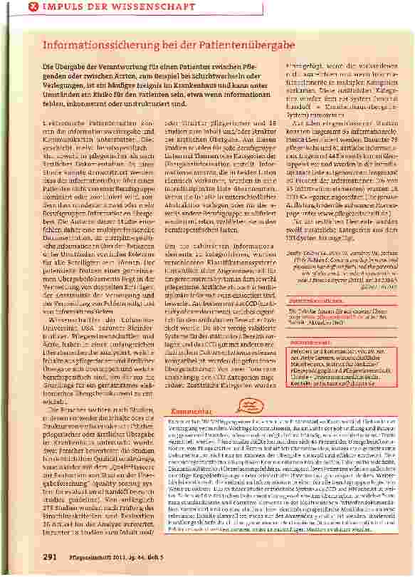 Vorschauseite 1: Informationssicherung bei der Patientenübergabe