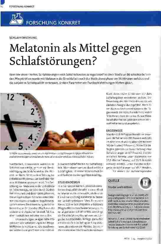 Vorschauseite 1: Melatonin als Mittel gegen Schlafstörungen?