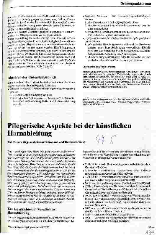 Vorschauseite 1: Pflegerische Aspekte bei der künstlichen Harnableitung