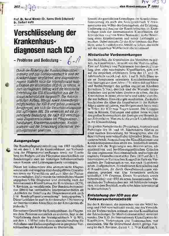 Vorschauseite 1: Verschlüsselungen der Krankenhausdiagnosen nach ICD Probleme und Bedeutung