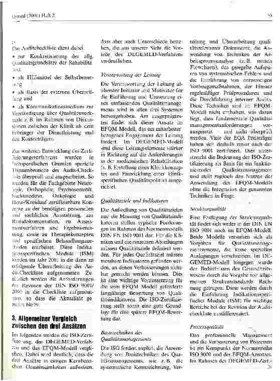 Vorschauseite 5: Die Zertifizierung von Rehabilitationskliniken nach den Qualitätsgrundsätzen der DEGEMED und die Bewertung nach dem EFQM-Modell für Business Excellence