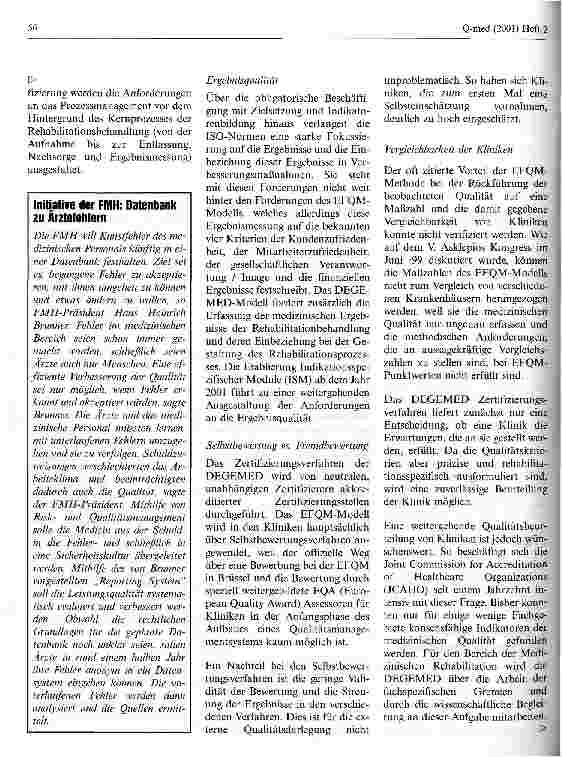 Vorschauseite 6: Die Zertifizierung von Rehabilitationskliniken nach den Qualitätsgrundsätzen der DEGEMED und die Bewertung nach dem EFQM-Modell für Business Excellence