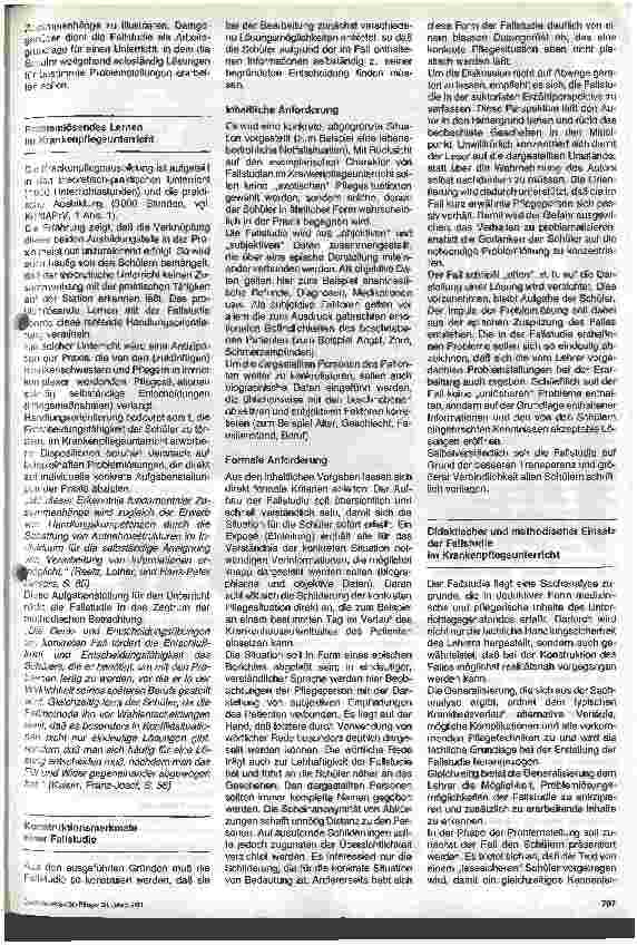 Vorschauseite 2: Ausbildungsplanung und Unterrichtsgestaltung 10. Folge (Schluß): Die Fallstudie im Fach Krankenpflege
