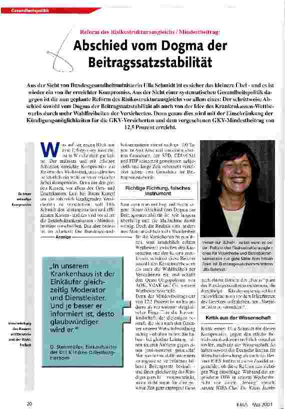 Vorschauseite 1: Abschied vom Dogma der Beitragssatzstabilität
