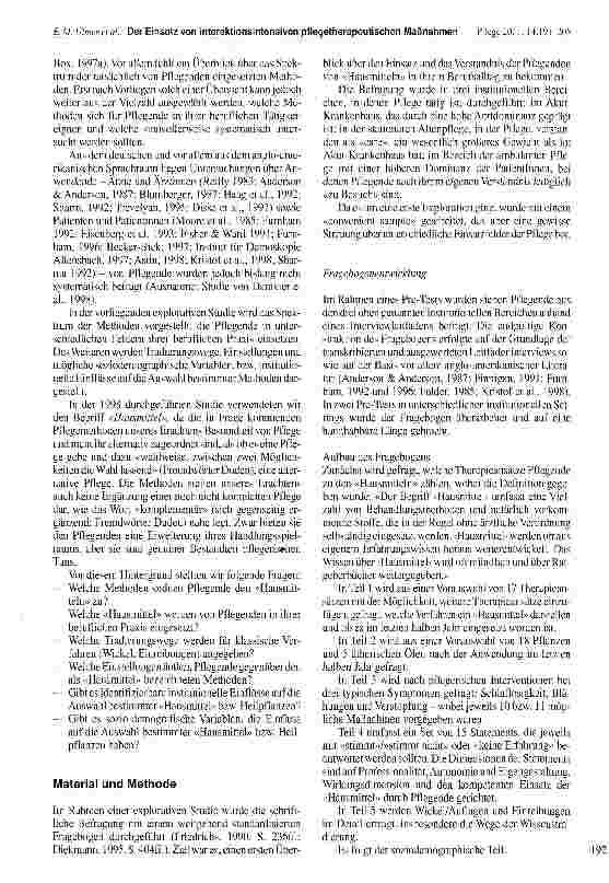 Vorschauseite 2: Der Einsatz von interaktionsintensiven pflegetherapeutischen Maßnahmen und von Hausmitteln in der Pflege