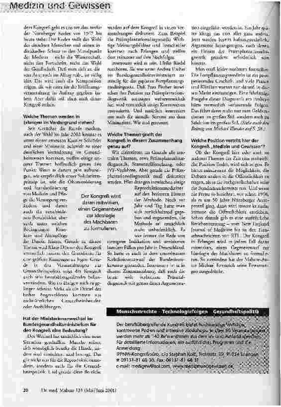 Vorschauseite 2: Wenn Würde eine Wert würde... Berufsübergreifender IPPNW-Kongreß Medizin und Gewissen zum richtigen Zeitpunkt