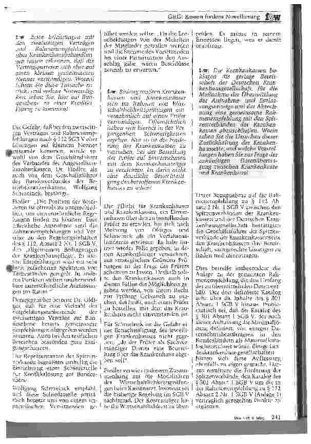 Vorschauseite 2: GRG: Kassen fordern Novellierung